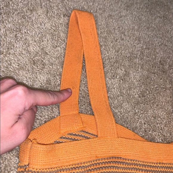 Zara Orange and Brown Striped Knit Sleeveless Crop Top Medium - Picture 11 of 11